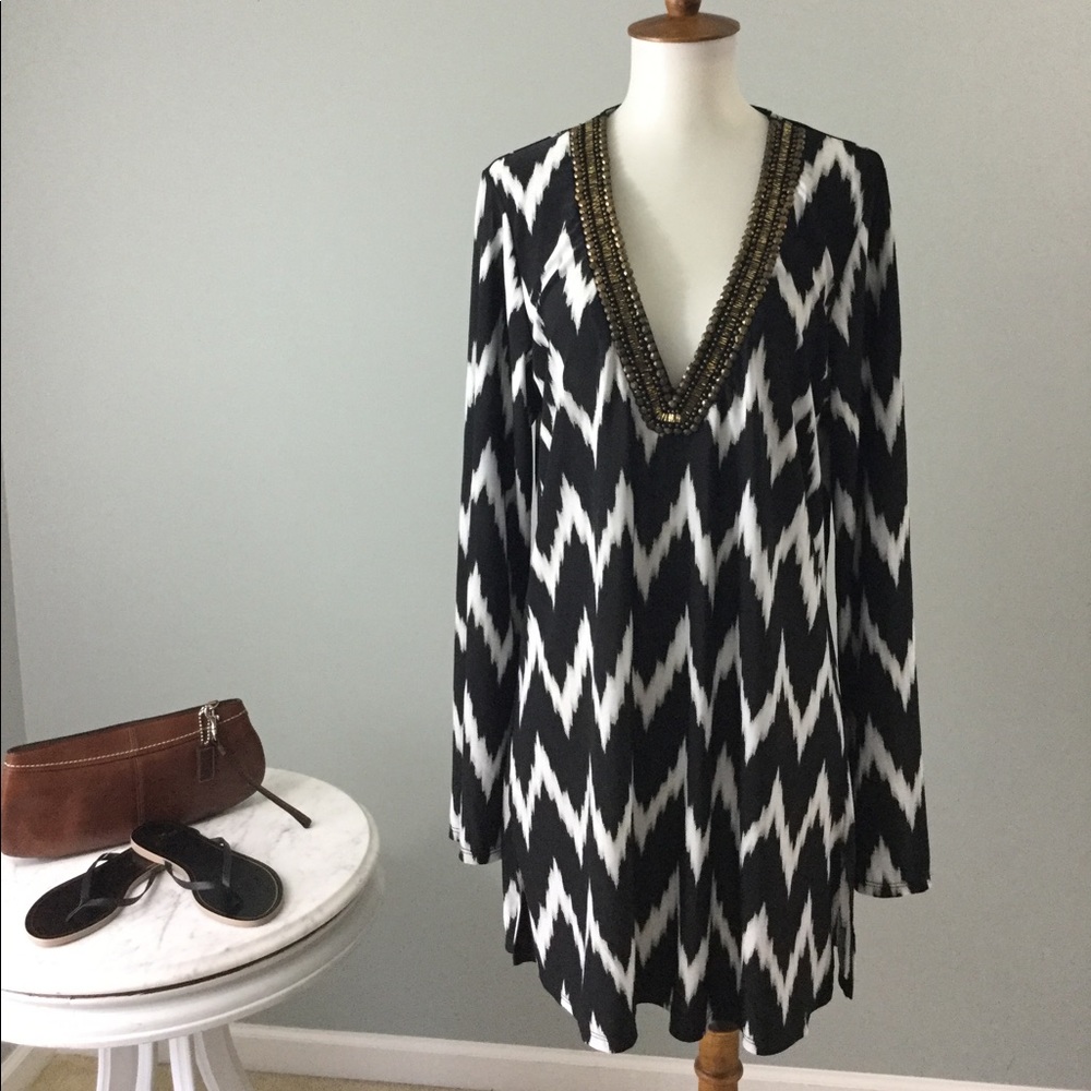 La Blanca Beaded Swim Cover up Tunic Dress